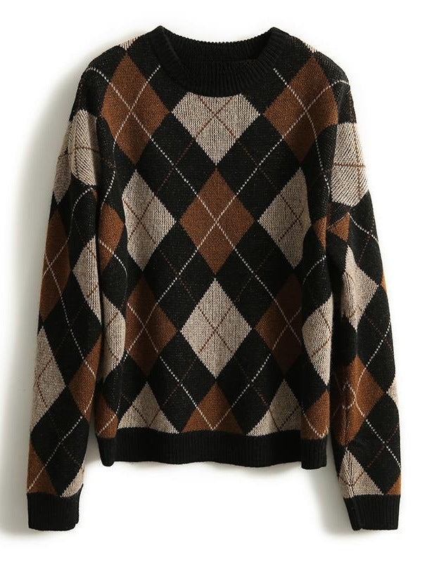 Diamond checked sweater | Hazel