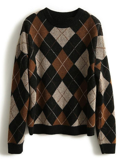 Diamond checked sweater | Hazel