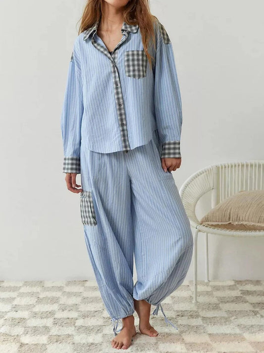 2-piece loungewear set - women's pajamas with checked details
