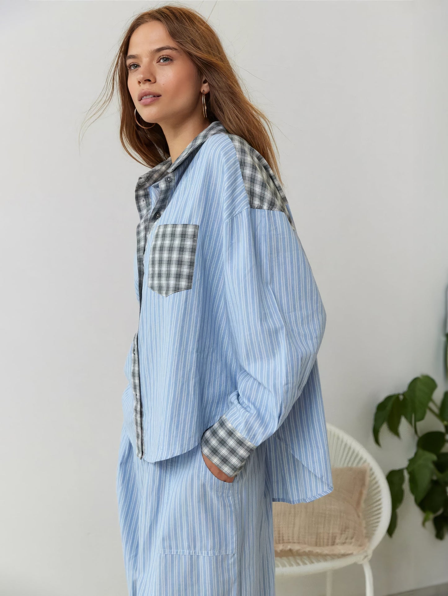 2-piece loungewear set - women's pajamas with checked details