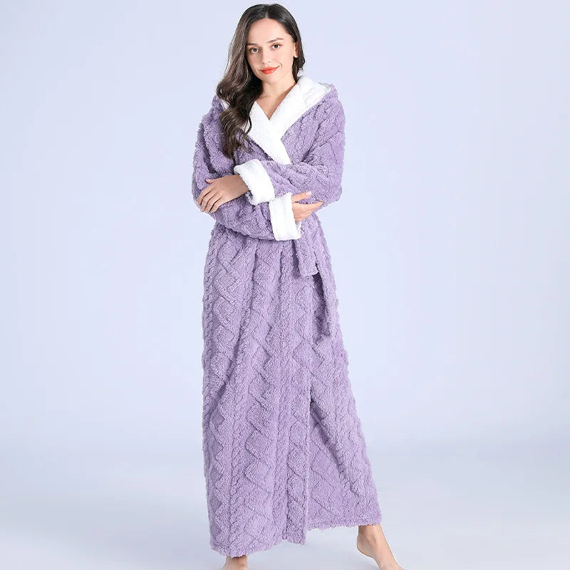 Luxurious quilted bathrobe - soft long ladies dressing gown
