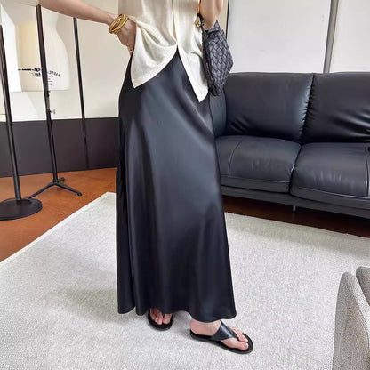 Onni | Trendy satin striped A-line skirt for women