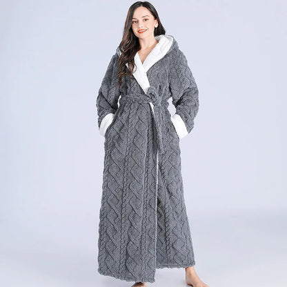 Luxurious quilted bathrobe - soft long ladies dressing gown