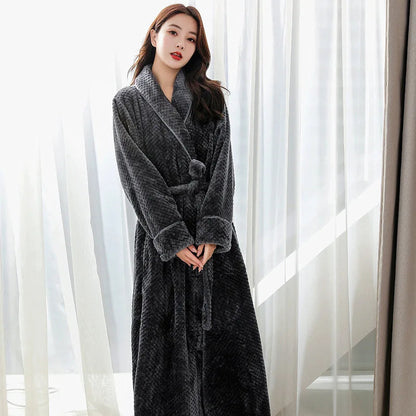 Fleece bathrobe - comfortable ladies dressing gown
