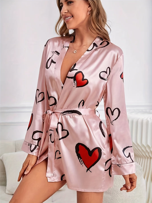 Amara™ - Satin Nightgown with Heart Print