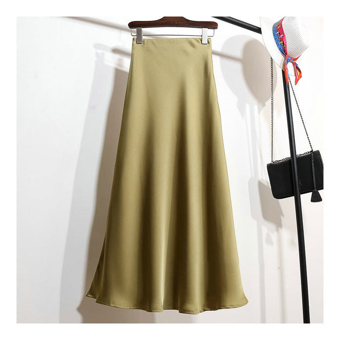 Onni | Trendy satin striped A-line skirt for women