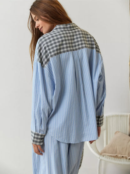2-piece loungewear set - women's pajamas with checked details