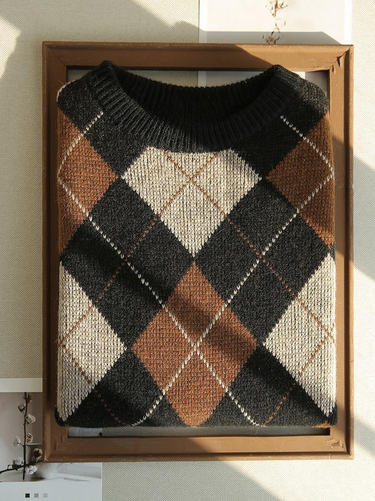 Diamond checked sweater | Hazel