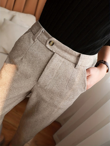 Jameson™ Fitted Herringbone Trousers