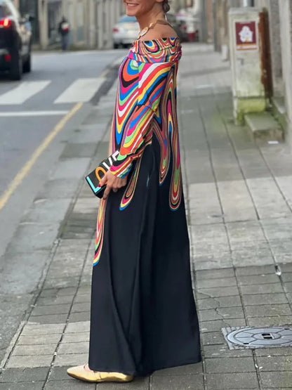 NovaMAY™ - Elegant Dress with a colorful print