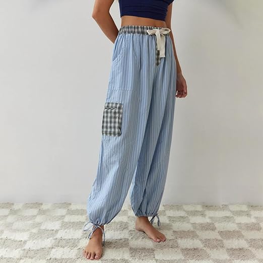 2-piece loungewear set - women's pajamas with checked details