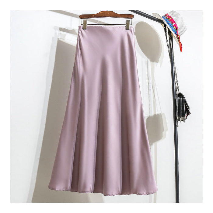 Onni | Trendy satin striped A-line skirt for women
