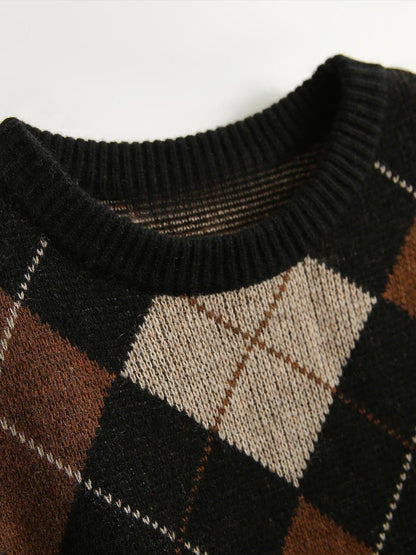 Diamond checked sweater | Hazel
