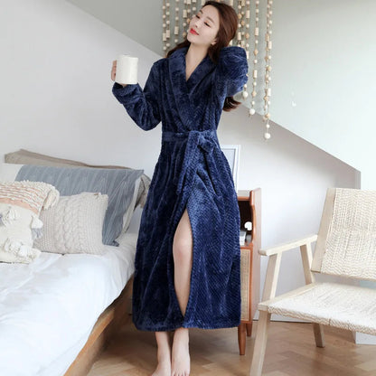 Fleece bathrobe - comfortable ladies dressing gown