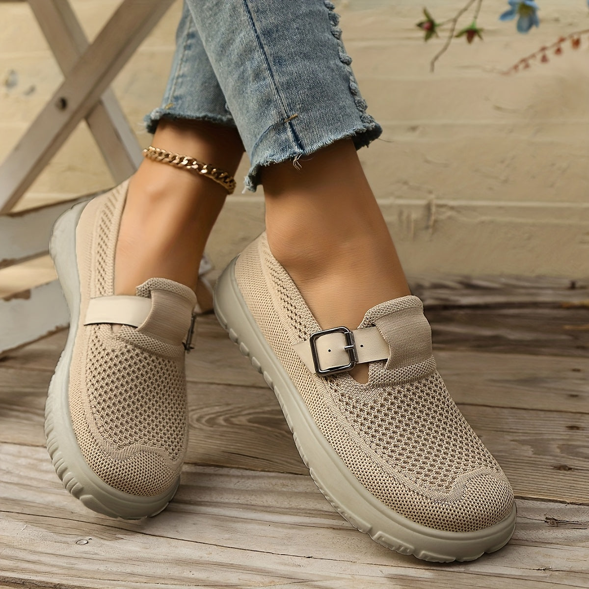 Mira - Orthopedic Stretch Slip-On with Buckle Detail