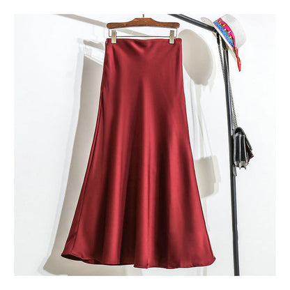 Onni | Trendy satin striped A-line skirt for women