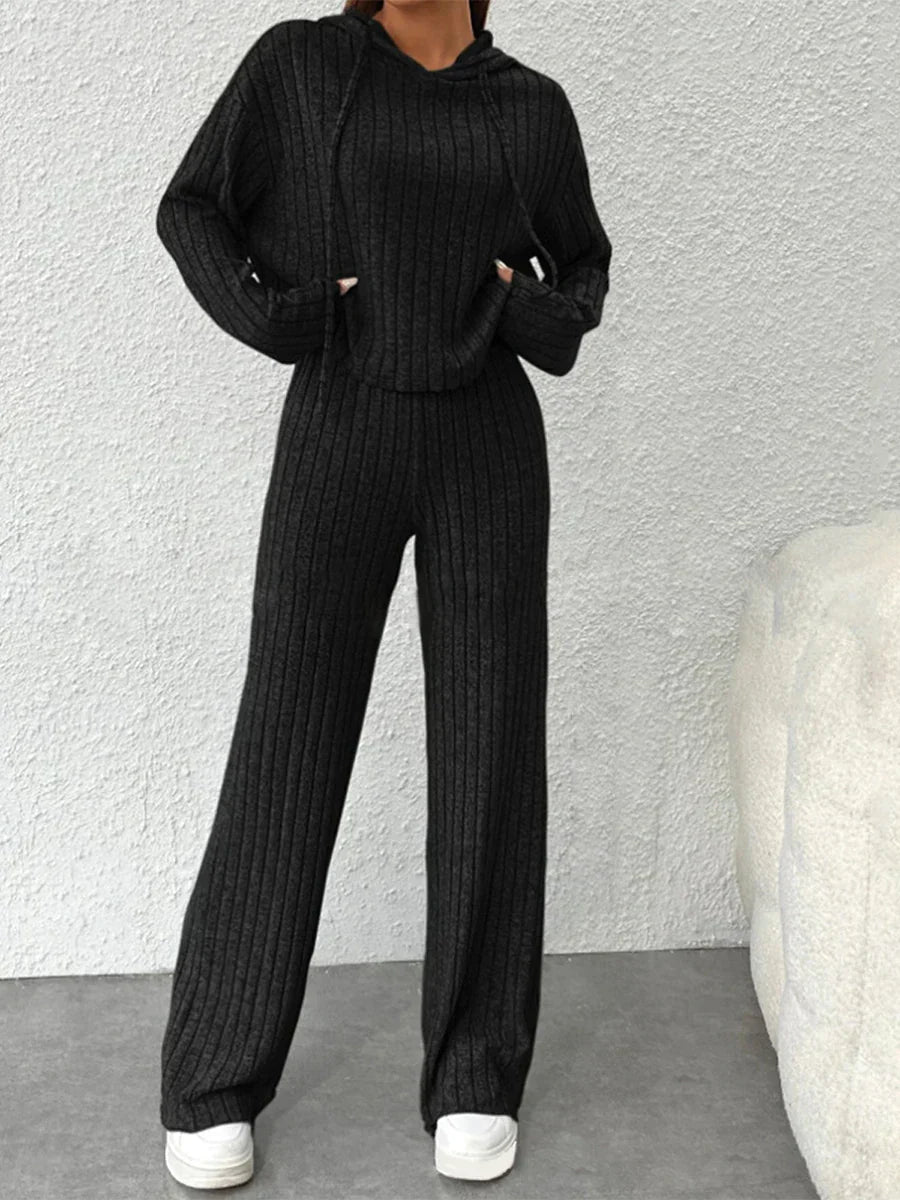 2-piece striped lounge suit - women's hoodie with pants