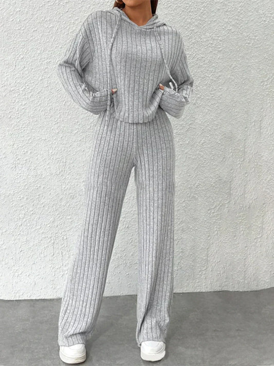 2-piece striped lounge suit - women's hoodie with pants