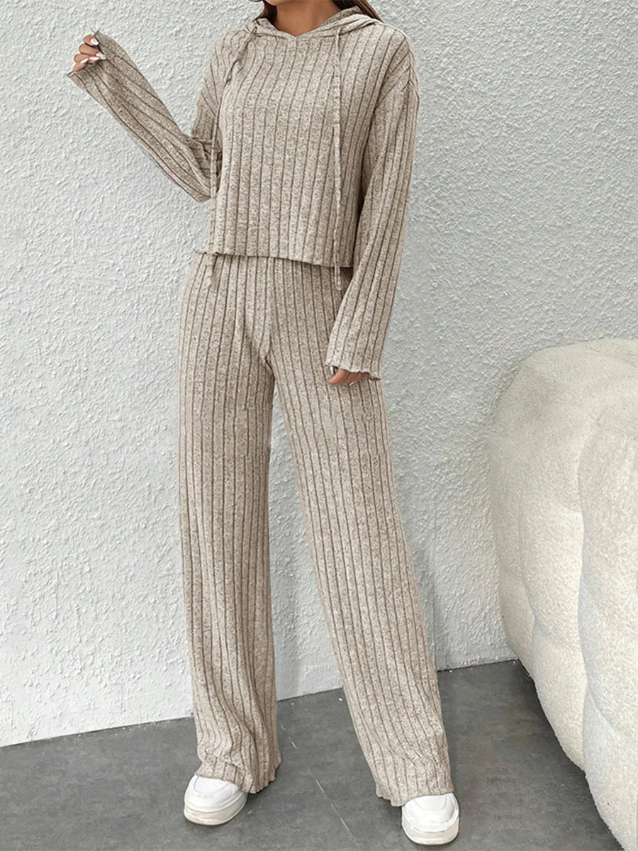 2-piece striped lounge suit - women's hoodie with pants