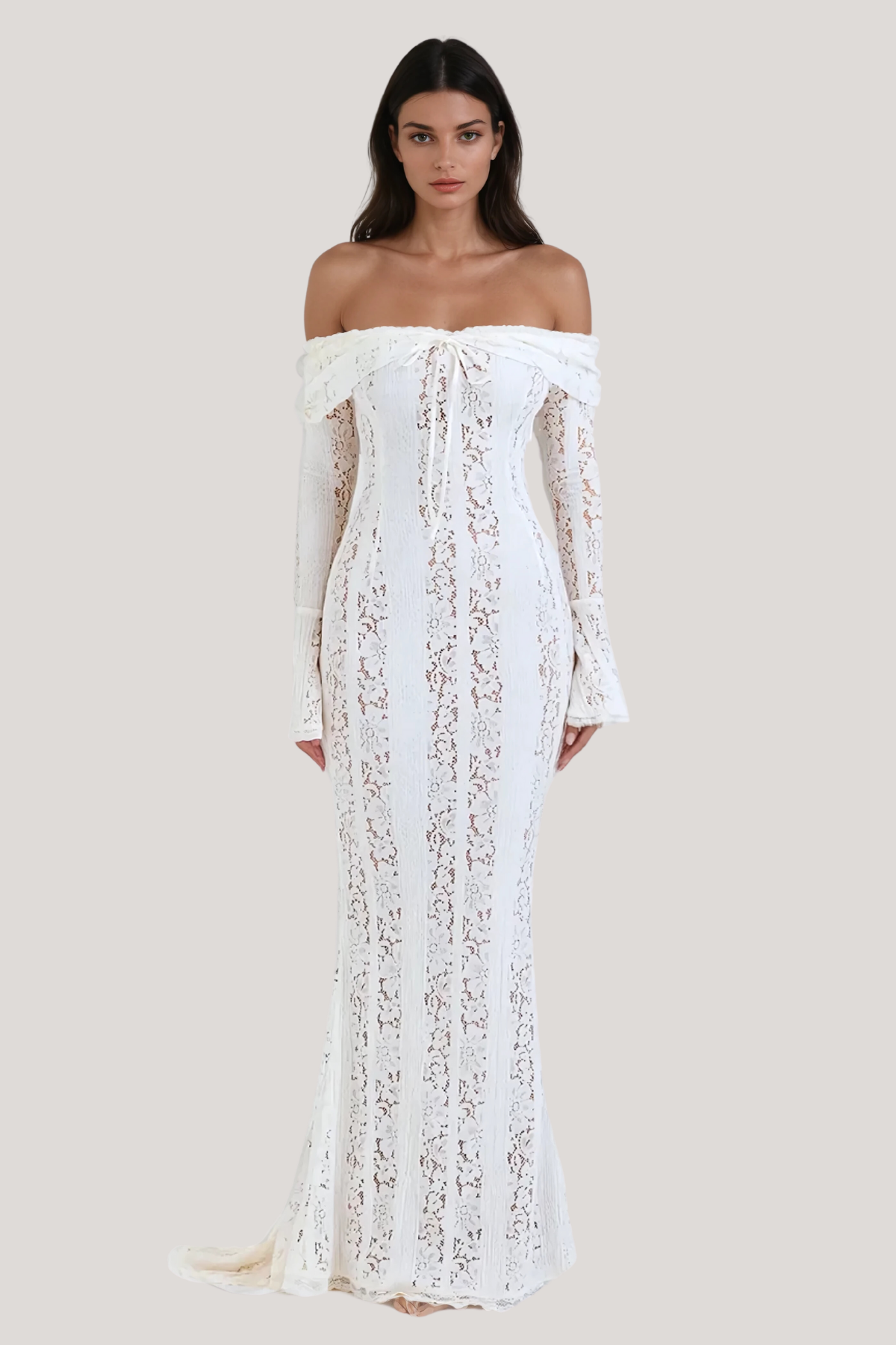 Jenna™: Off-Shoulder Maxi Dress with Luxe Lace