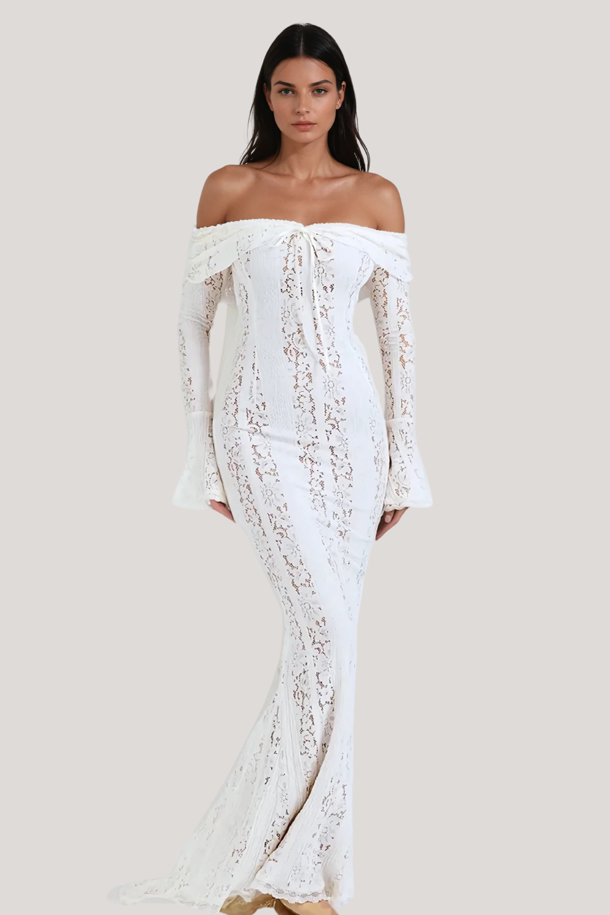 Jenna™: Off-Shoulder Maxi Dress with Luxe Lace