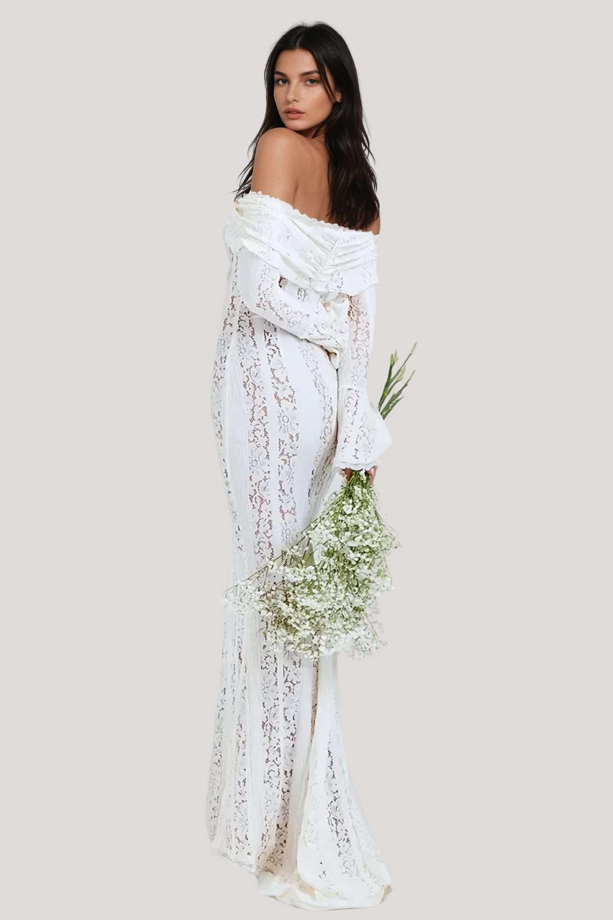 Jenna™: Off-Shoulder Maxi Dress with Luxe Lace
