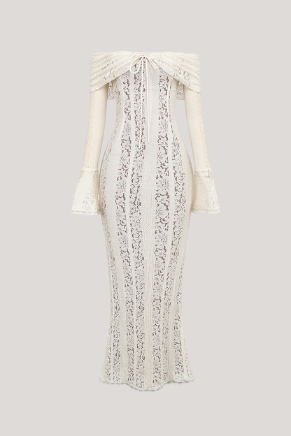 Jenna™: Off-Shoulder Maxi Dress with Luxe Lace