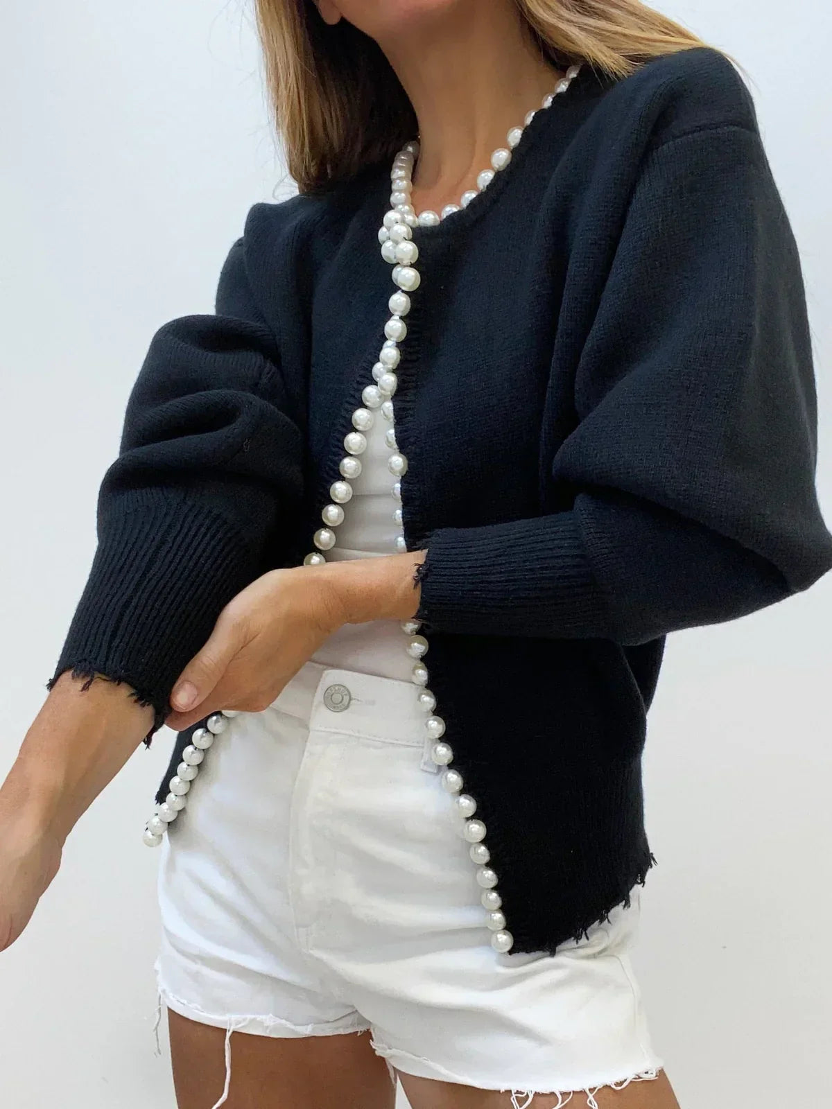 Amalia | Luxury Cardigan with Pearl Edge