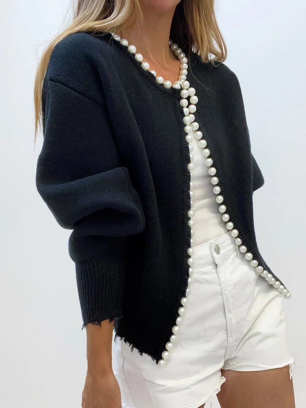 Amalia | Luxury Cardigan with Pearl Edge