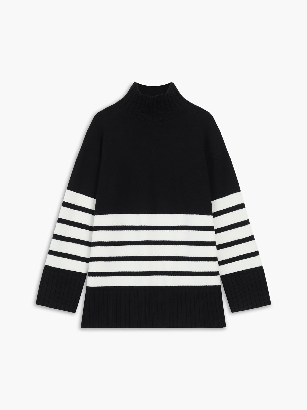 Noor – Striped Mock Neck Sweater