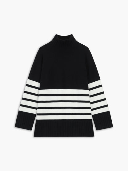 Noor – Striped Mock Neck Sweater