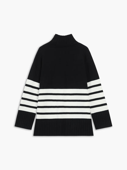 Noor – Striped Mock Neck Sweater