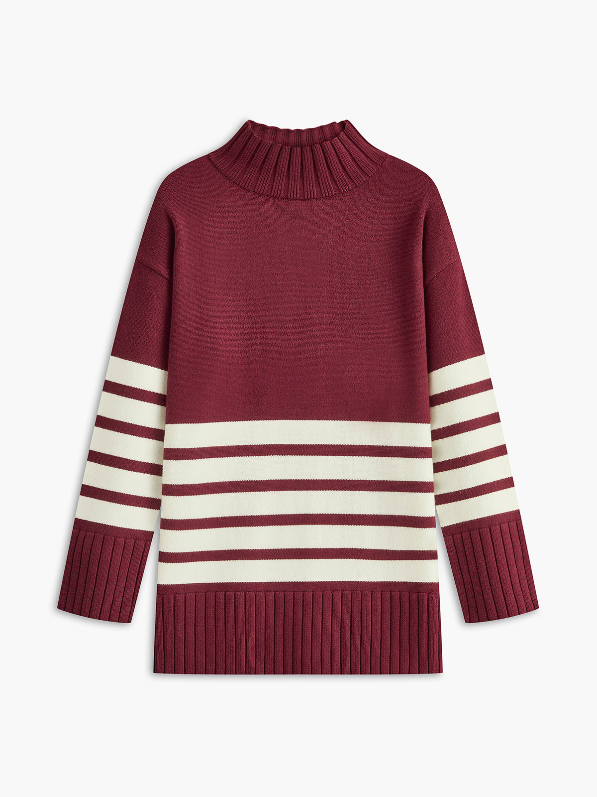 Noor – Striped Mock Neck Sweater