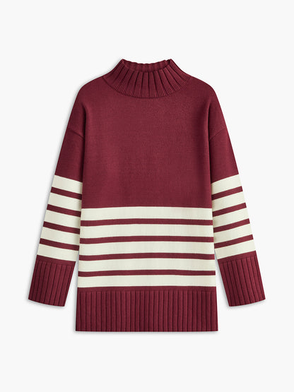 Noor – Striped Mock Neck Sweater