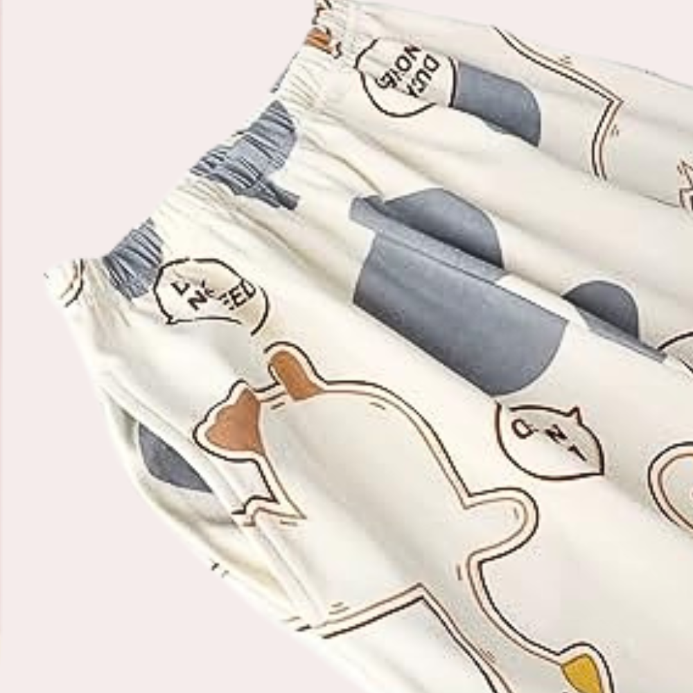 2-piece pajama set - cream-colored women's pajamas with duck print