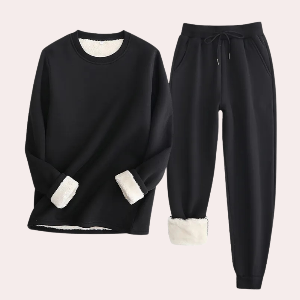2-piece loungewear set - soft women's fleece sweatshirt and joggers