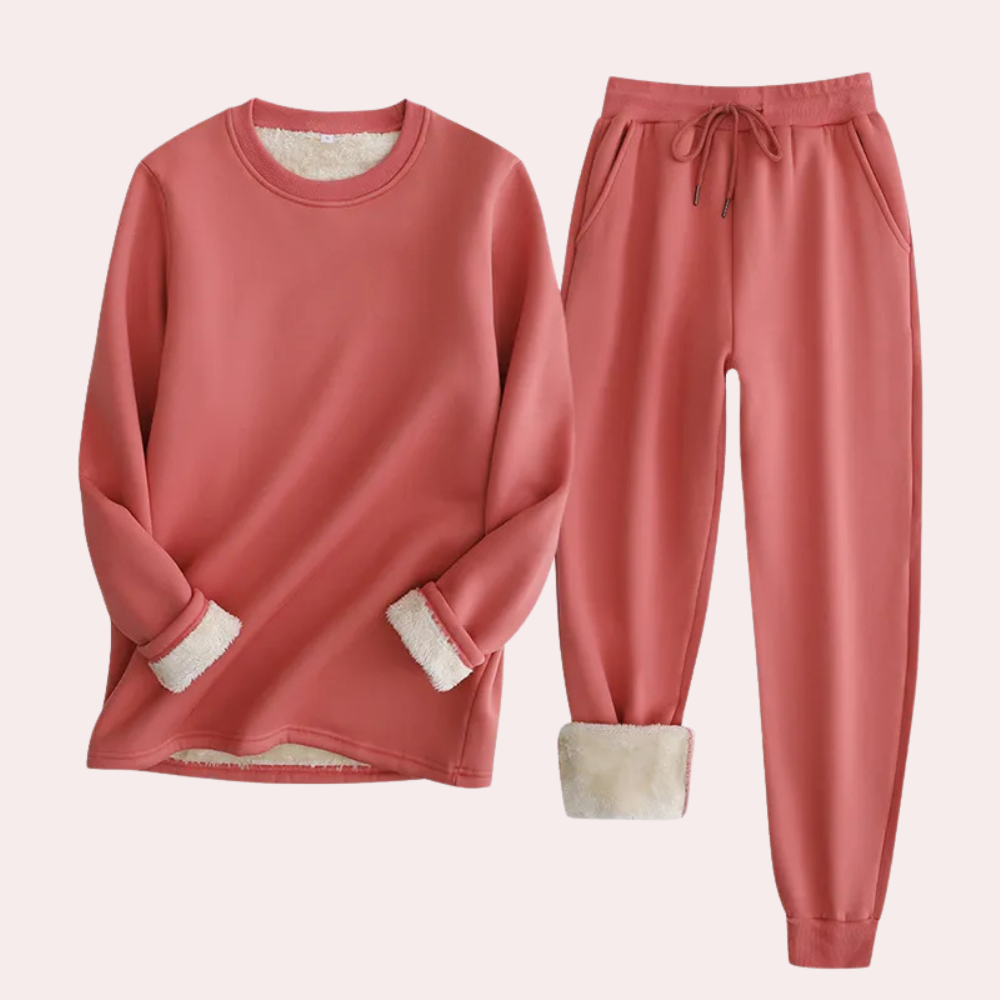 2-piece loungewear set - soft women's fleece sweatshirt and joggers
