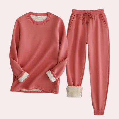 2-piece loungewear set - soft women's fleece sweatshirt and joggers