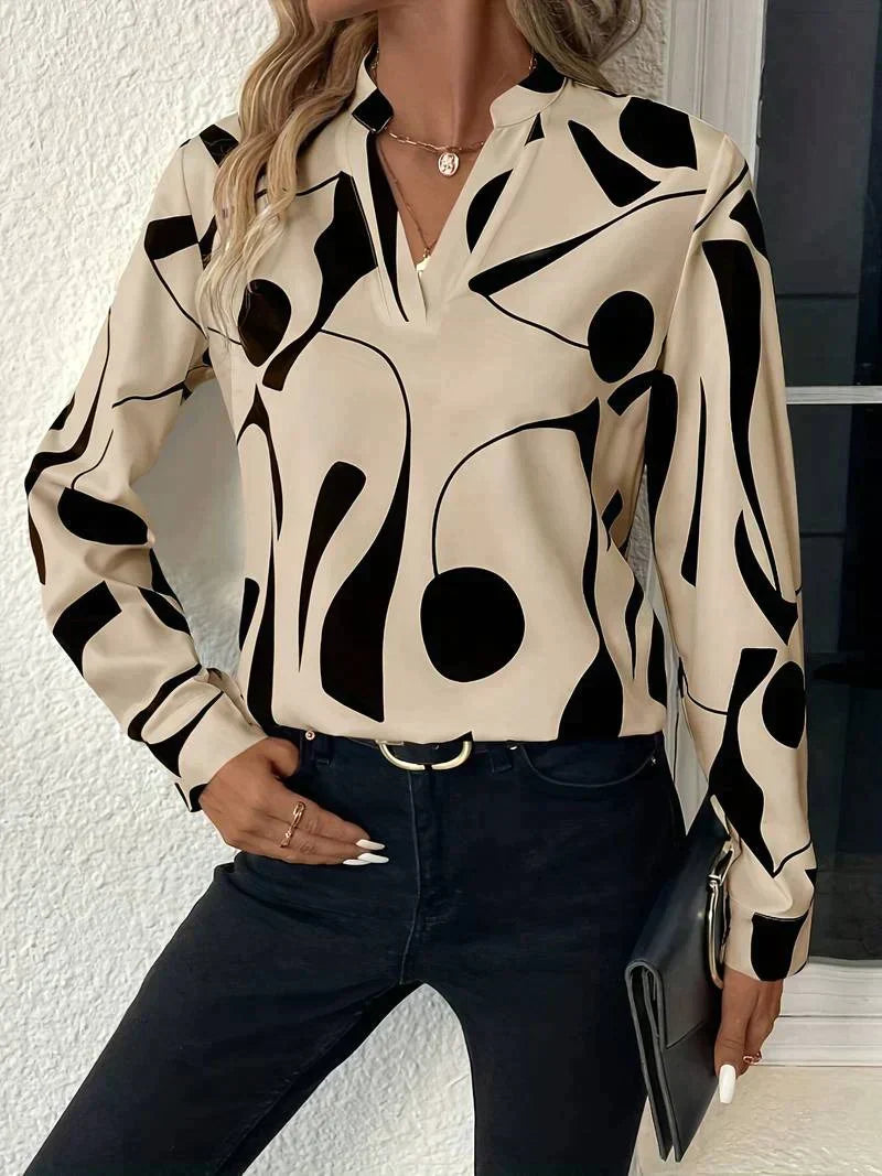 Eva | Beautiful Blouse with V-neck and Print