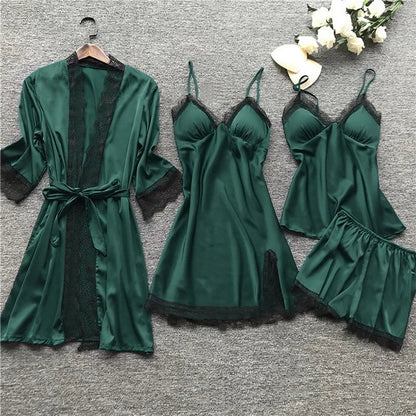 3-piece silk sleep set - luxurious women's nightwear ensemble