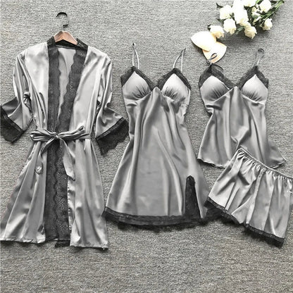 3-piece silk sleep set - luxurious women's nightwear ensemble