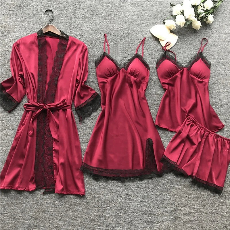 3-piece silk sleep set - luxurious women's nightwear ensemble