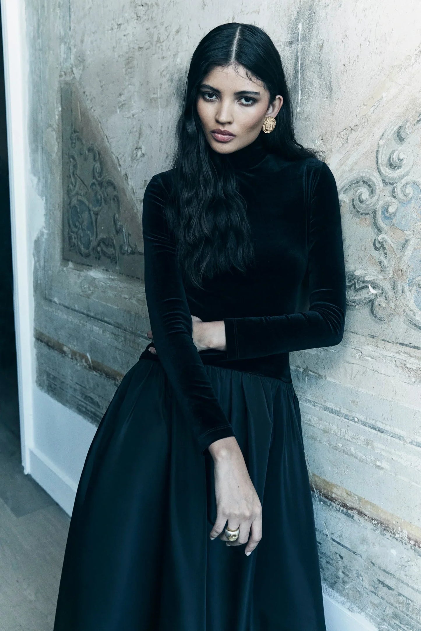 Adelaide™ - Black Long Sleeve Maxi Dress