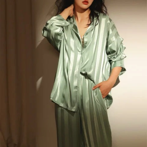 2-piece pajama set - stylish striped women's sleepwear