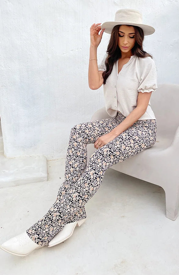 Chelsea | Flared Floral Trousers for Women