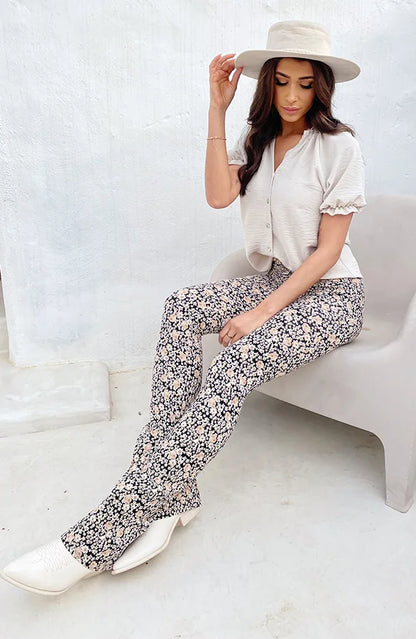 Chelsea | Flared Floral Trousers for Women