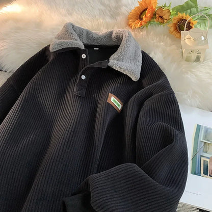 Arthur | Loose-fitting corduroy polo sweatshirt for men