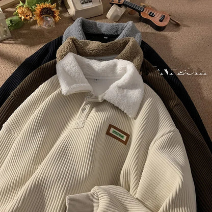 Arthur | Loose-fitting corduroy polo sweatshirt for men