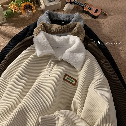 Arthur | Loose-fitting corduroy polo sweatshirt for men