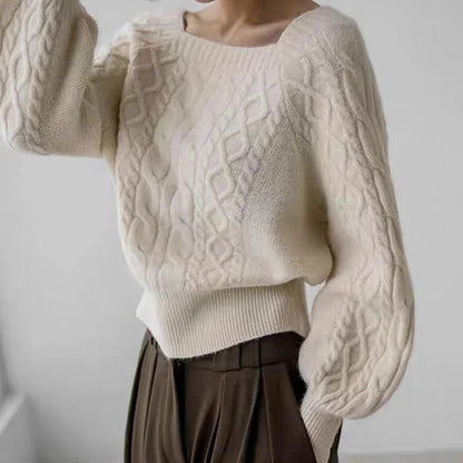 Eva | Women's Square Collar Ribbed Sweater